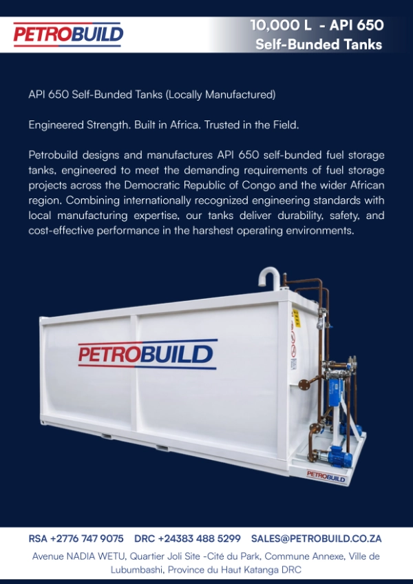 10000 litre API 650 self bunded fuel storage tank with integrated fuel management equipment