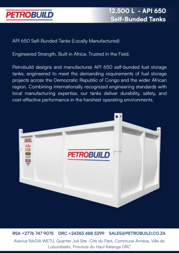 12500 litre API 650 self bunded fuel storage tank for bulk diesel storage and industrial fuel management
