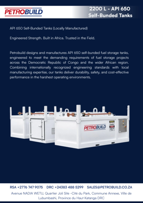 2200 litre API 650 self bunded fuel storage tank for industrial diesel storage applications