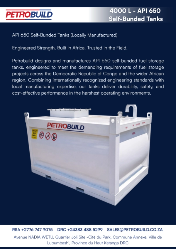 4000 litre API 650 self bunded fuel storage tank for industrial diesel storage and fuel management