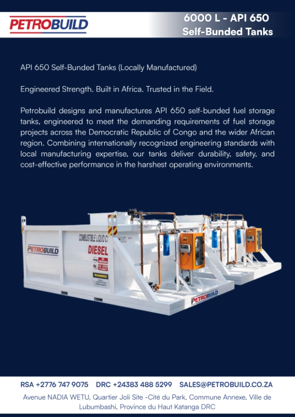 6000 litre API 650 self bunded fuel storage tank with integrated fuel dispensing and management system