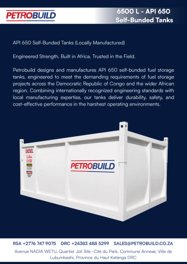 6500 litre API 650 self bunded fuel storage tank for industrial diesel storage applications